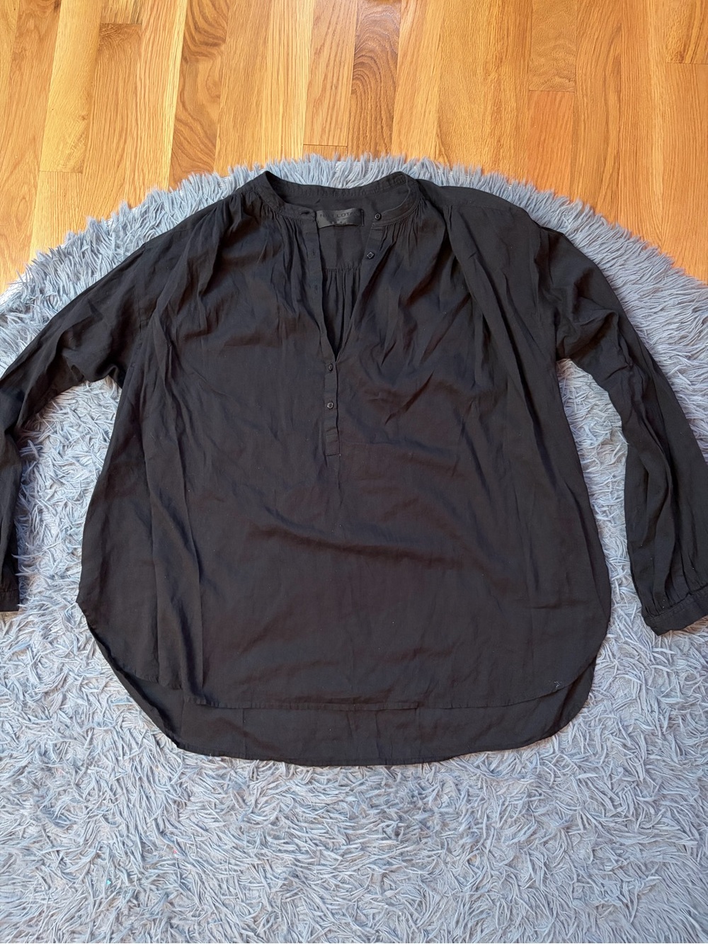 Nili Lotal Black Long-Sleeve Button Popover Shirt Top Size S